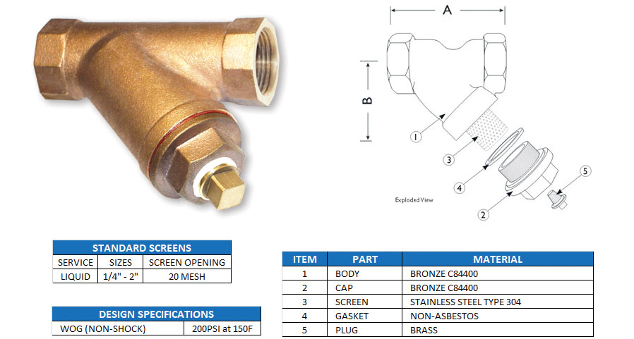 Details about   2-1/2" BRONZE Y-STRAINER for Plumbing 2-1/2" NPT 